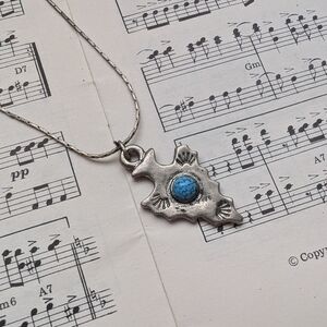 Navajo Arrowhead Pendant Necklace with Blue Stone
